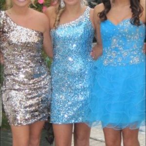 Blue Sequin Homecoming Dress Worn Once